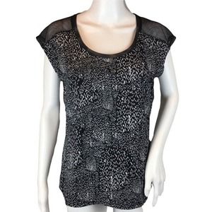 Fabletics Shirt Womens Small Black White Constellation Vanessa Workout Top Mesh‎